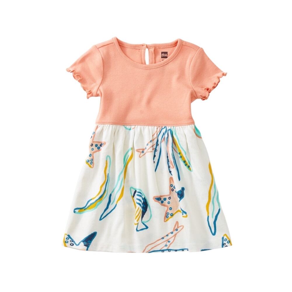 NEW Tea Collection Caribbean Reef Mixed Print Empire Dress size 6-9 months
